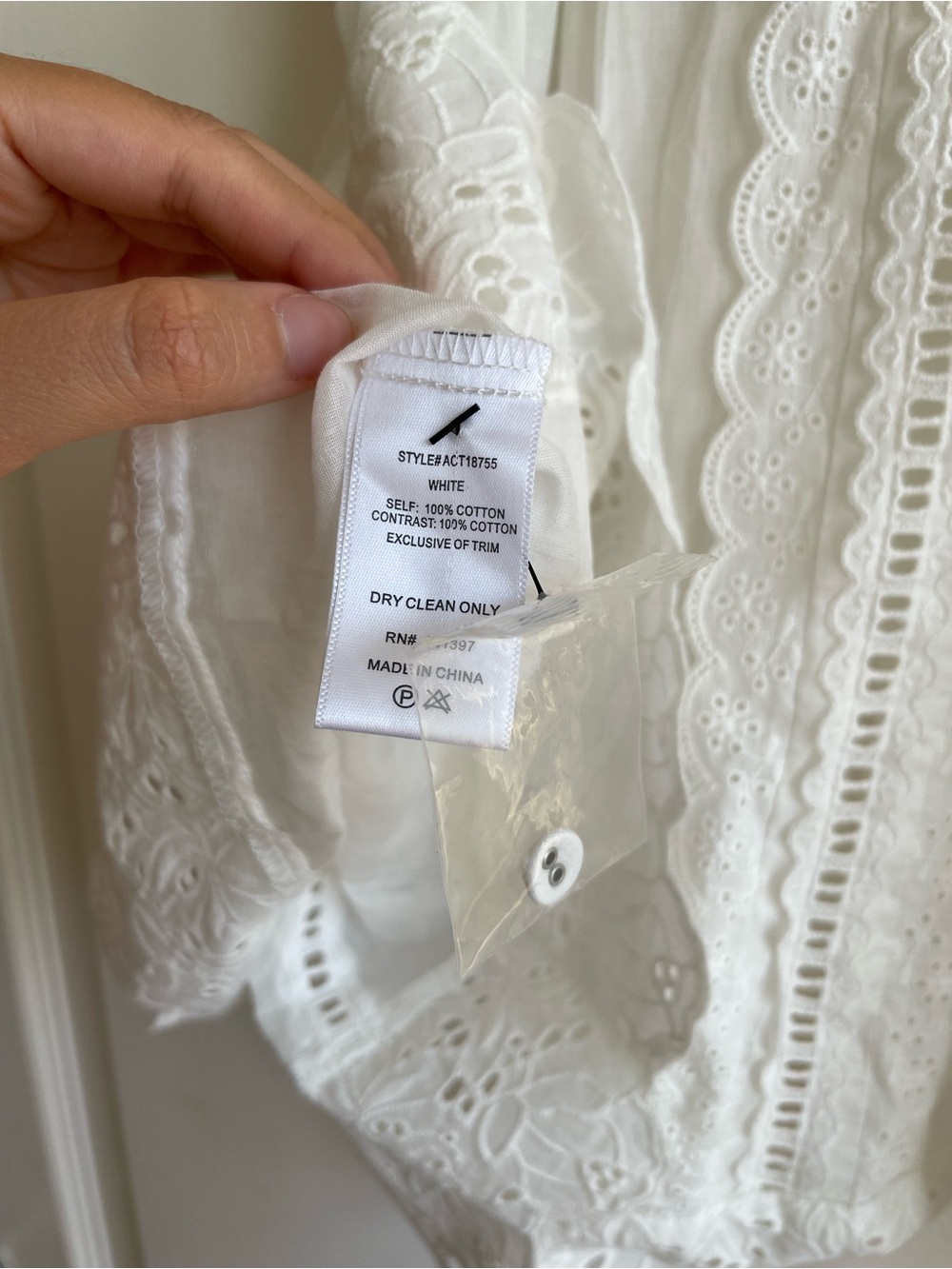 Women Babydoll Eyelet Lace Top XS White Prairie Flowy ASTR The Label 100% Cotton - Picture 4 of 6